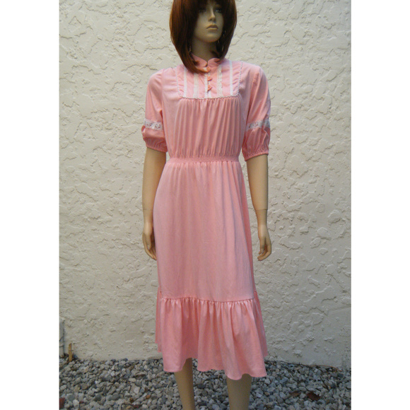 Pink Chicken Peachy Green Prairie Block Print Dress